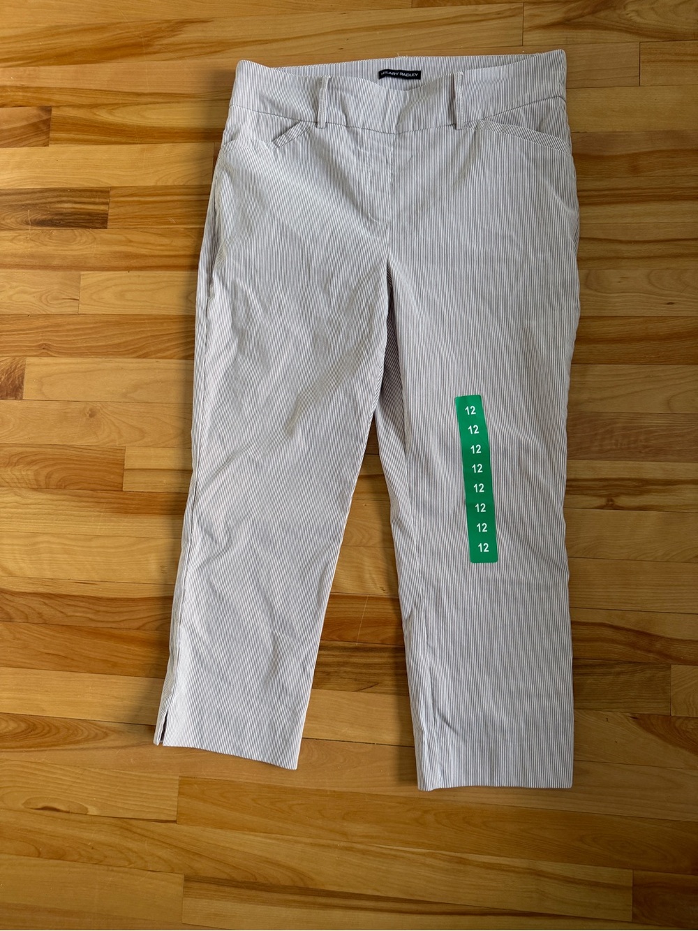 Hilary Radley Tan/White Cropped Capris with Side Slits